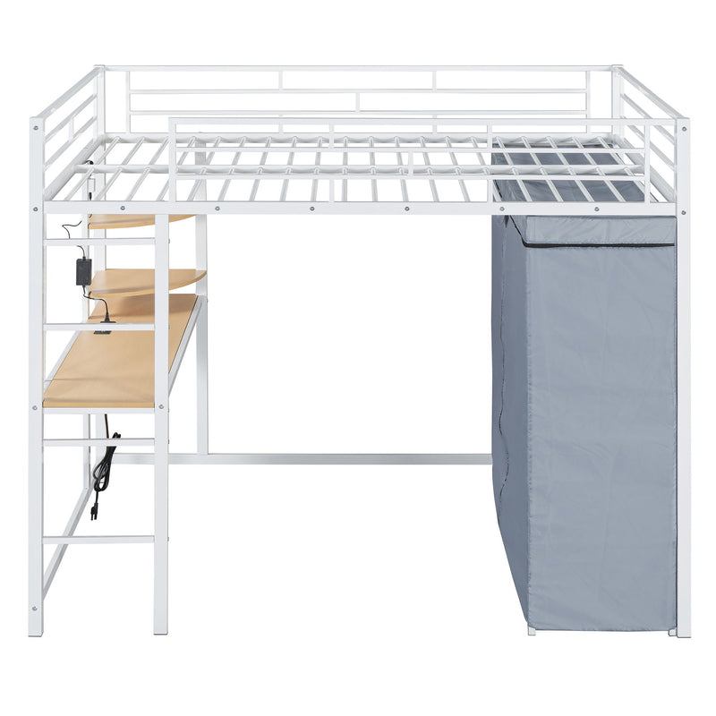 Loft Bed With Desk, Shelves, Power Outlet, LED Light And Wardrobe - R&R Furniture Gallery (Fountain Valley, CA)