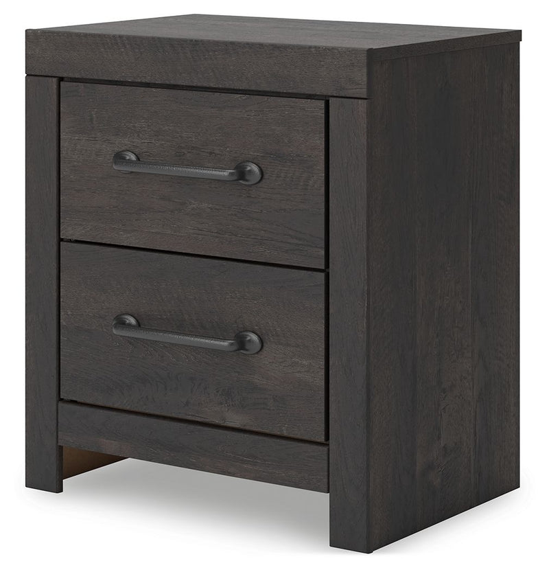 Hollivern - Two Drawer Night Stand - Dark Gray - R&R Furniture Gallery (Fountain Valley, CA)