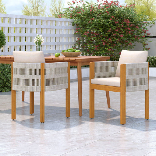 Outdoor Dining Chairs & Rope Handles (Set of 2) - Beige / Teak - R&R Furniture Gallery (Fountain Valley, CA)