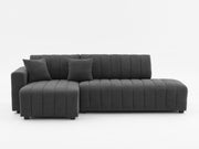Urban Retreats Jessica lamb wool sectional sofa with chaise, beige stationary sectional with plush cushions and modern design.