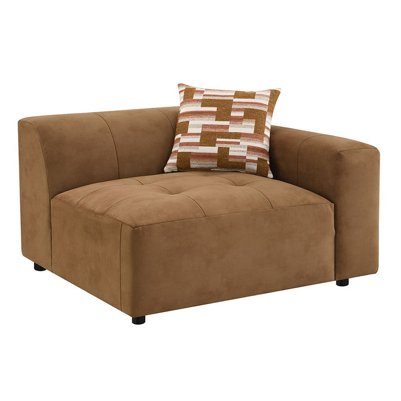 Zoey - Modular - RF Arm Chair With Pillow - Chocolate Suede - R&R Furniture Gallery (Fountain Valley, CA)