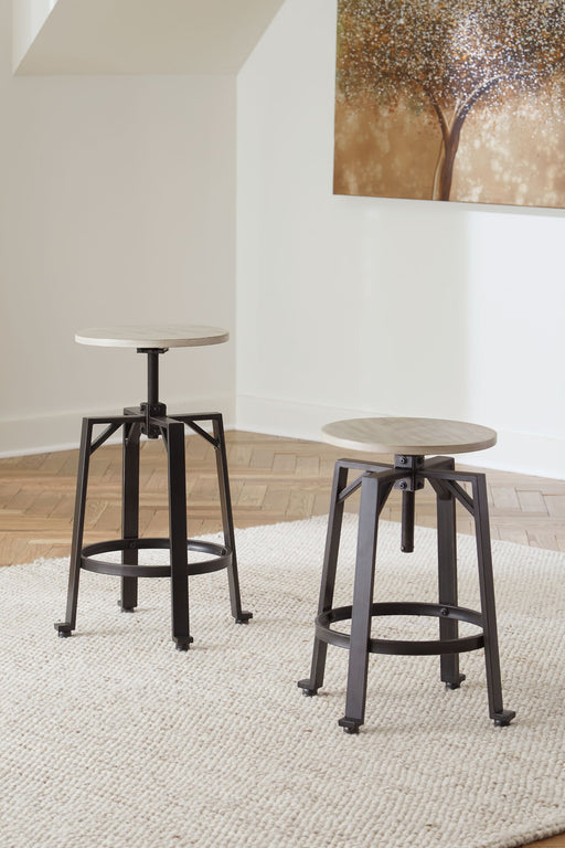 Karisslyn - Swivel Stool (Set of 2) - Whitewash / Black - R&R Furniture Gallery (Fountain Valley, CA)