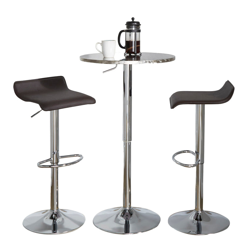 Lumi Source 3-piece bistro dining set with round table, contemporary design, and adjustable oval footrests for modern dining spaces.