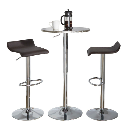 Lumi Source 3-piece bistro dining set with round table, contemporary design, and adjustable oval footrests for modern dining spaces.
