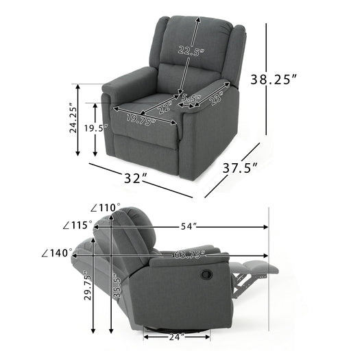 Glider Recliner With Swivel, Manual Reclining Chair - R&R Furniture Gallery (Fountain Valley, CA)