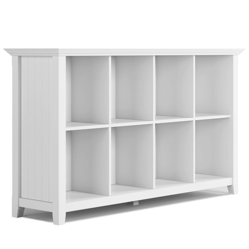 Simpli-Home Acadian handcrafted cube storage organizer with multiple open compartments for versatile storage and display.