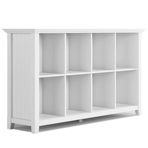Simpli-Home Acadian handcrafted cube storage organizer with multiple open compartments for versatile storage and display.
