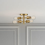 Ephemeral - 4 Lights Semi Flush Mount Ceiling Pendant - Antique Brass / Clear / Gold - R&R Furniture Gallery (Fountain Valley, CA)