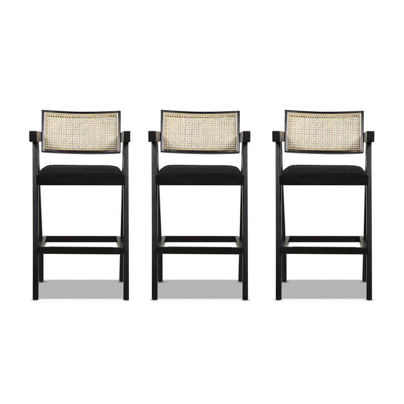 Milan - Modern Webbing Back Stool With Arms (Set of 3) - R&R Furniture Gallery (Fountain Valley, CA)