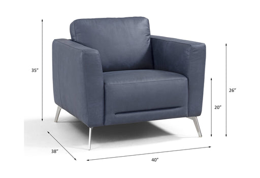 Astonic - Chair - Blue Leather - R&R Furniture Gallery (Fountain Valley, CA)
