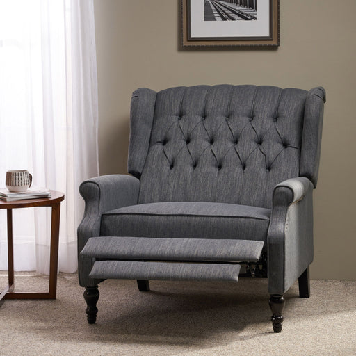 Dunham - Contemporary Fabric Tufted Oversized Pushback Recliner - R&R Furniture Gallery (Fountain Valley, CA)