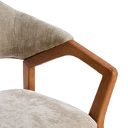 Indoor Upholstered Dining Chair (Set of 2) With Sturdy Frame And Ergonomic Curved Backrest - Oatmeal / Teak - R&R Furniture Gallery (Fountain Valley, CA)