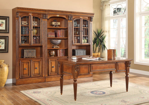 Huntington - Outside Corner Bookcase - Antique Vintage Pecan - R&R Furniture Gallery (Fountain Valley, CA)
