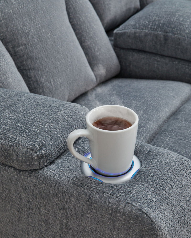 Studio Cave - Power Reclining Loveseat with Console - Steel - R&R Furniture Gallery (Fountain Valley, CA)