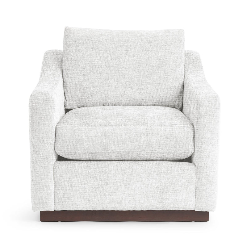 Classic Home Aspen accent arm chair with plush fabric, wooden legs, and a modern design, perfect for living room or bedroom seating.