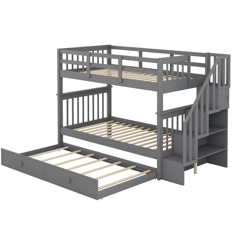 Stairway Bunk Bed With Storage And Guard Rail For Bedroom - R&R Furniture Gallery (Fountain Valley, CA)