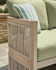 Serena Shores - Sofa With Cushion - Beige / Green - R&R Furniture Gallery (Fountain Valley, CA)