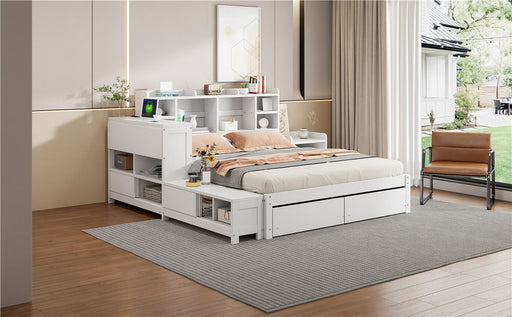 Platform Bed With Multi Functional Storage Space, Nightstand, 2 Drawers, USB Ports And Desk - R&R Furniture Gallery (Fountain Valley, CA)