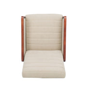 Noble House mid-century modern fabric channel stitch wood pushback recliner with sleek design and plush cushioning.
