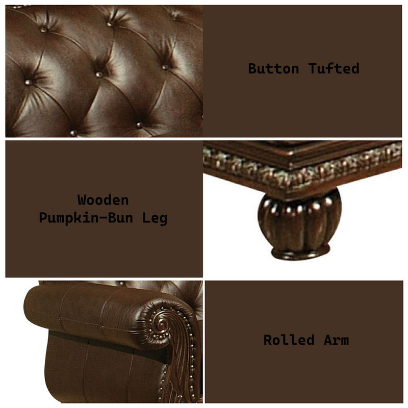 Anondale - Loveseat - Espresso Top Grain Leather Match & Cherry - R&R Furniture Gallery (Fountain Valley, CA)