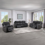 Hirah - Motion Sofa - Dark Gray Polish Microfiber - R&R Furniture Gallery (Fountain Valley, CA)