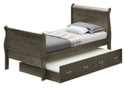Elegant Glory Furniture trundle bed with a classic design, featuring a wooden frame and a pull-out mattress for versatile sleeping options.
