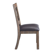 Raphaela - Side Chair (Set of 2) - Black Synthetic Leather & Weathered Cherry - R&R Furniture Gallery (Fountain Valley, CA)