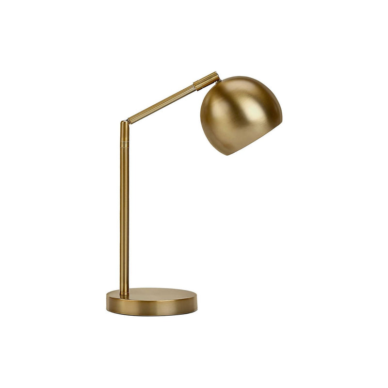 Contemporary gold table lamp from 8th Street with a sleek, modern design and a stylish lampshade on a table surface.