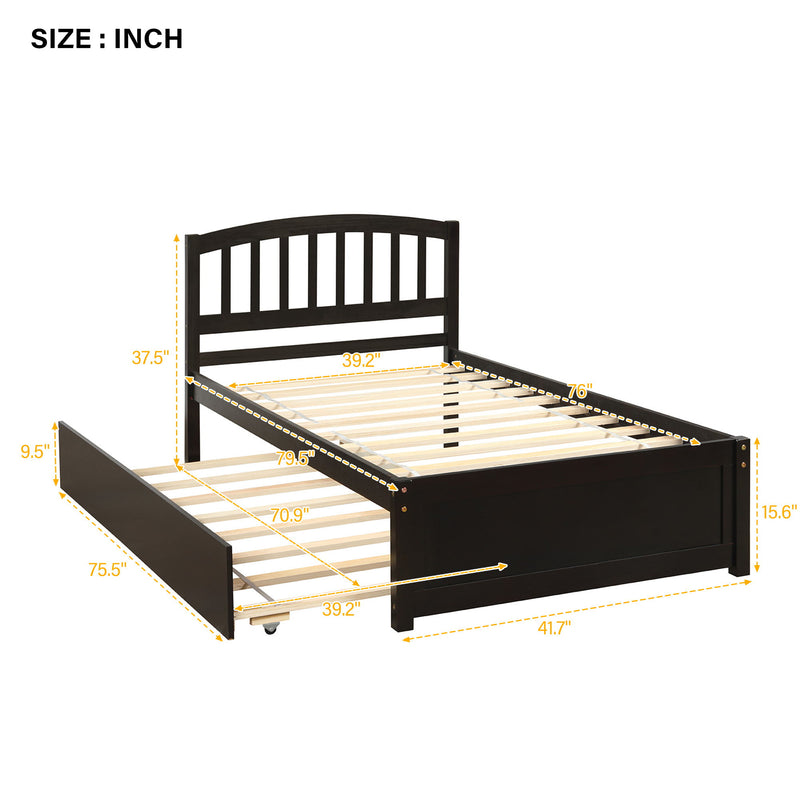 Platform Bed Wood Bed Frame With Trundle - R&R Furniture Gallery (Fountain Valley, CA)