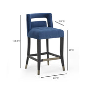 TOV Furniture Hart velvet bar height stool with sleek design and plush upholstery, 28-30 inches tall.