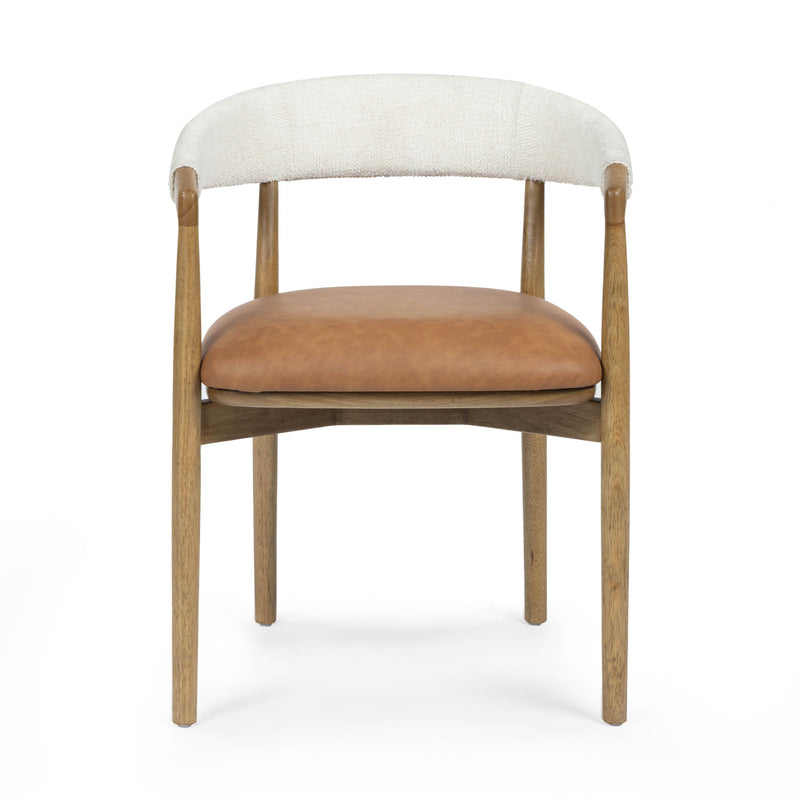 TOV Furniture Vina dining side chair with cognac and cream upholstery, featuring a stylish and modern design.