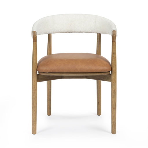 TOV Furniture Vina dining side chair with cognac and cream upholstery, featuring a stylish and modern design.
