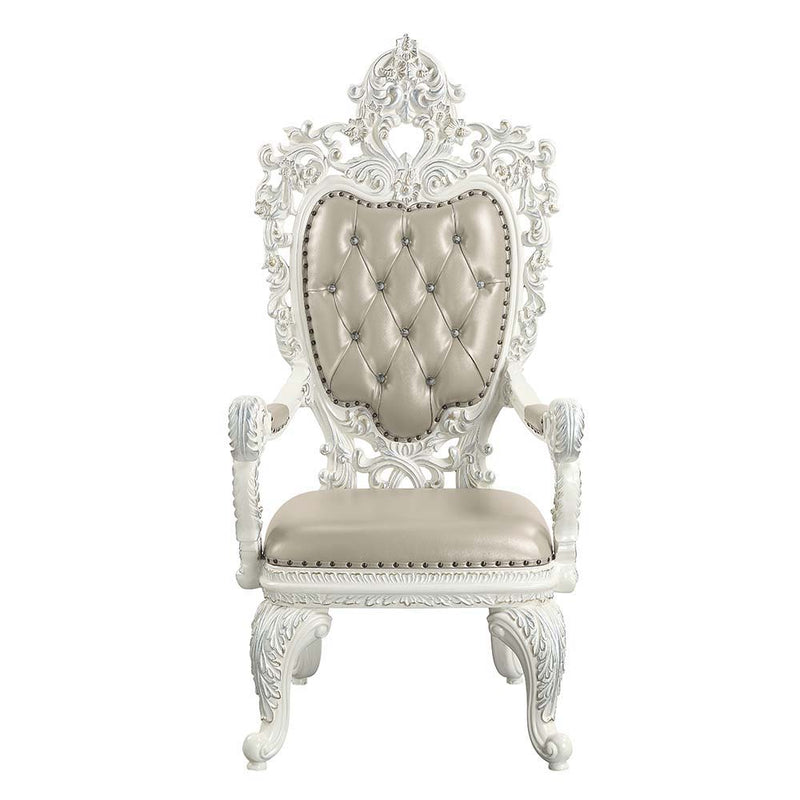 Vanaheim - Arm Chair (Set of 2) - Beige Synthetic Leather & Antique White - R&R Furniture Gallery (Fountain Valley, CA)