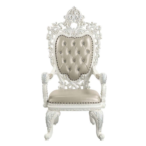 Vanaheim - Arm Chair (Set of 2) - Beige Synthetic Leather & Antique White - R&R Furniture Gallery (Fountain Valley, CA)