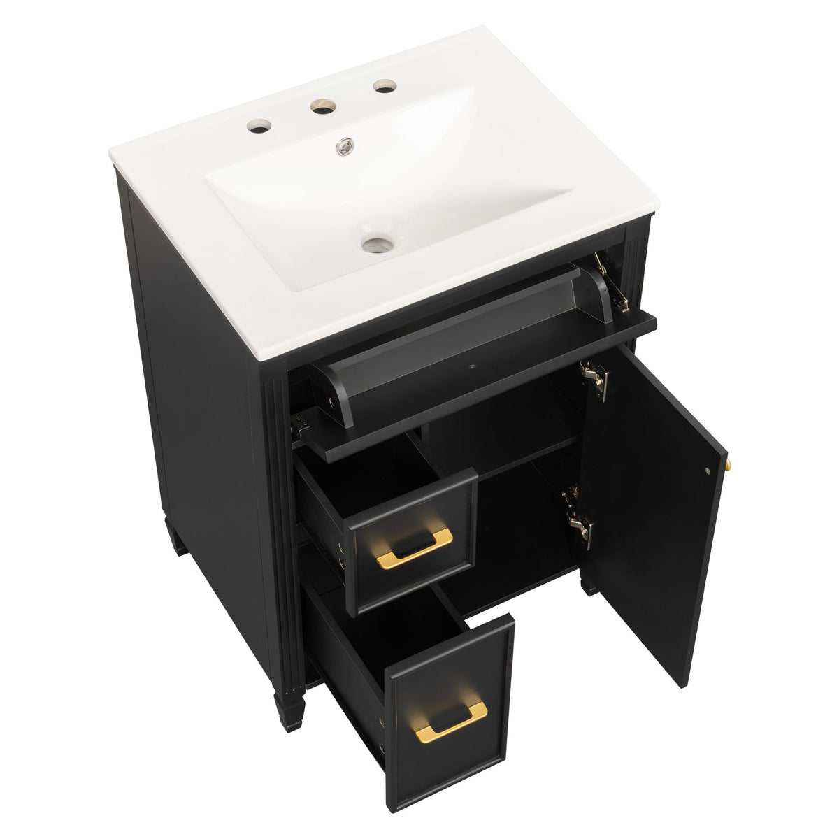 Freestanding Bathroom Vanity With Sink, Soft Close Door, Tip Out Drawer