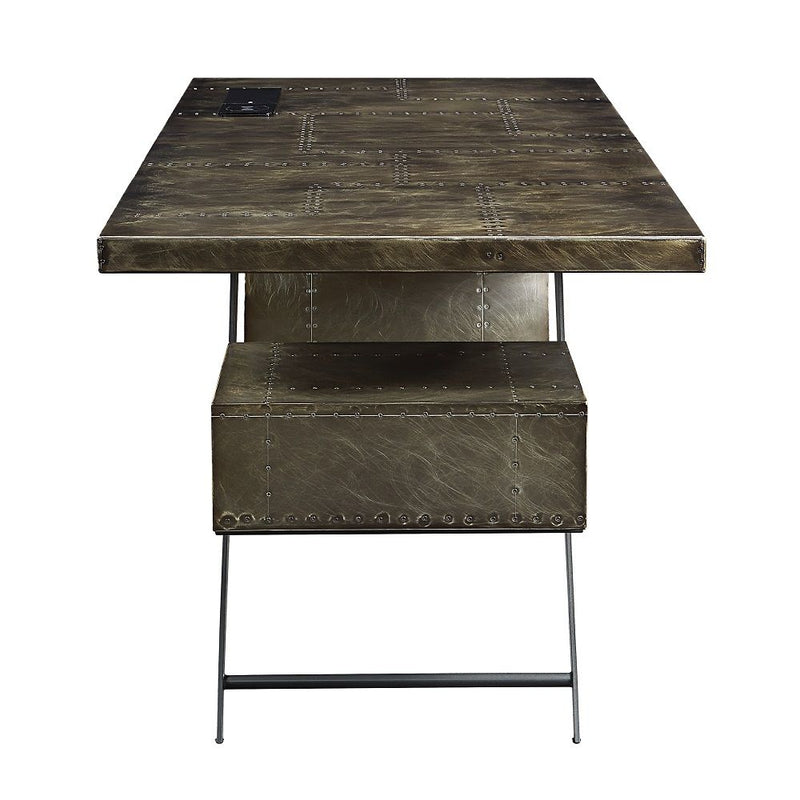 Brancaster - Executive Writing Desk With USB - Bronze Aluminum - R&R Furniture Gallery (Fountain Valley, CA)