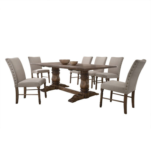 Leventis - Side Chair (Set of 2) - Cream Linen & Weathered Oak - R&R Furniture Gallery (Fountain Valley, CA)