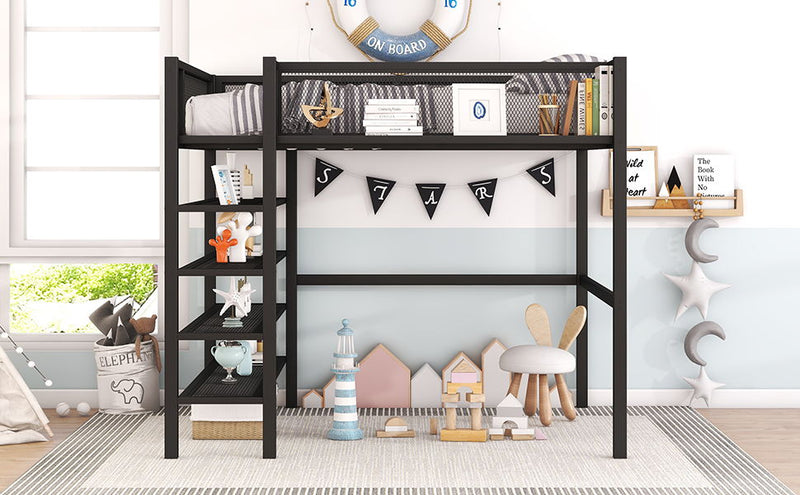 Loft Bed With 4 Tier Shelves And Storage - R&R Furniture Gallery (Fountain Valley, CA)
