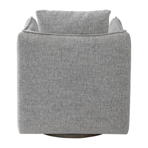 Uttermost Corben swivel chair with plush fabric upholstery, modern design, and a sturdy base, perfect for contemporary living spaces.