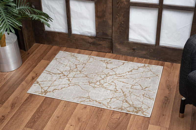 Elegance - 5'3" X 7'3" Area Rug - Gold, Polyester - R&R Furniture Gallery (Fountain Valley, CA)