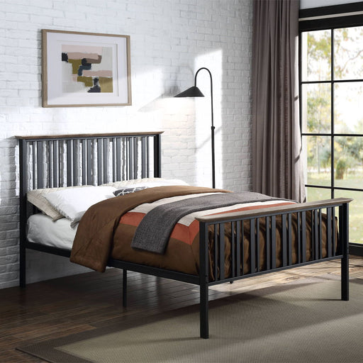 Zudora - Full Bed - Antique Oak & Black - R&R Furniture Gallery (Fountain Valley, CA)