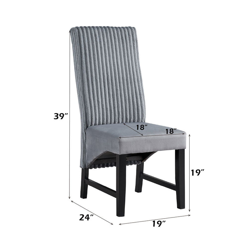 Kini - Side Chair (Set of 2) - Gray Corduroy & Black - R&R Furniture Gallery (Fountain Valley, CA)