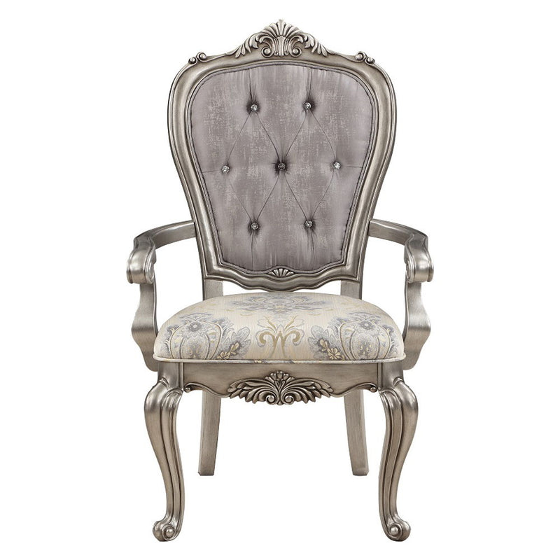 Ariadne - Arm Chair (Set of 2) - Velvet & Antique Platinum - R&R Furniture Gallery (Fountain Valley, CA)