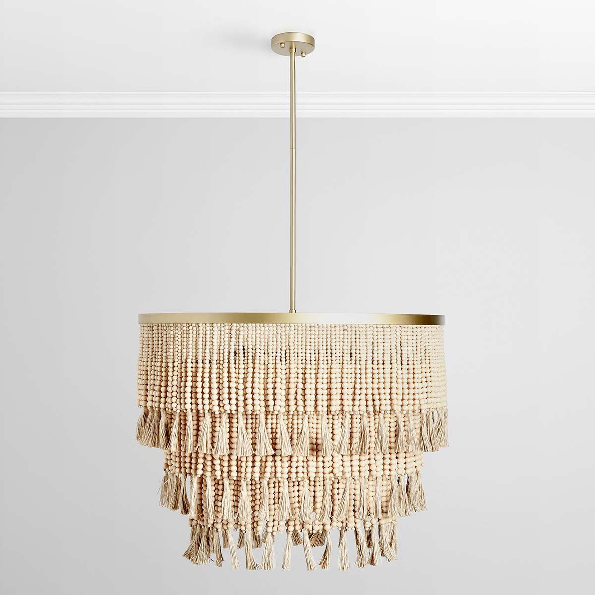Brittany - Beaded Round Chandelier - Natural - R&R Furniture Gallery (Fountain Valley, CA)