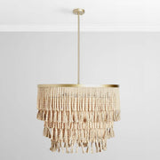 Brittany - Beaded Round Chandelier - Natural - R&R Furniture Gallery (Fountain Valley, CA)