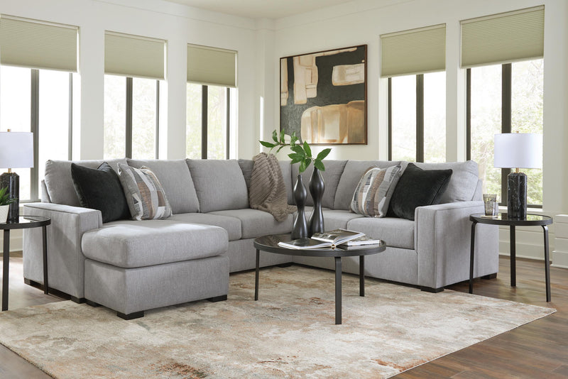 Benchcraft Lakepoint stationary sectional sofa with plush cushions and modern design in a neutral fabric setting.