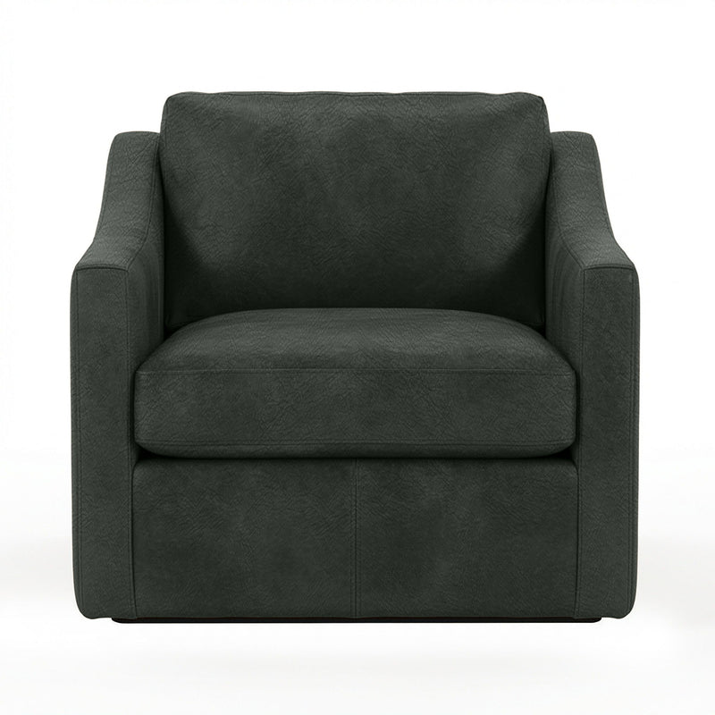 Classic Home Kipton swivel chair with a modern design, featuring a cushioned seat and backrest, and a sturdy metal base.