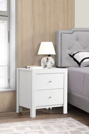 Glory Furniture accent nightstand with drawers, featuring a charming design and wooden finish, ideal for bedroom storage.