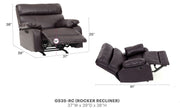 Glory Furniture modern design rocker recliner with plush upholstery and curved armrests, perfect for relaxing in style.