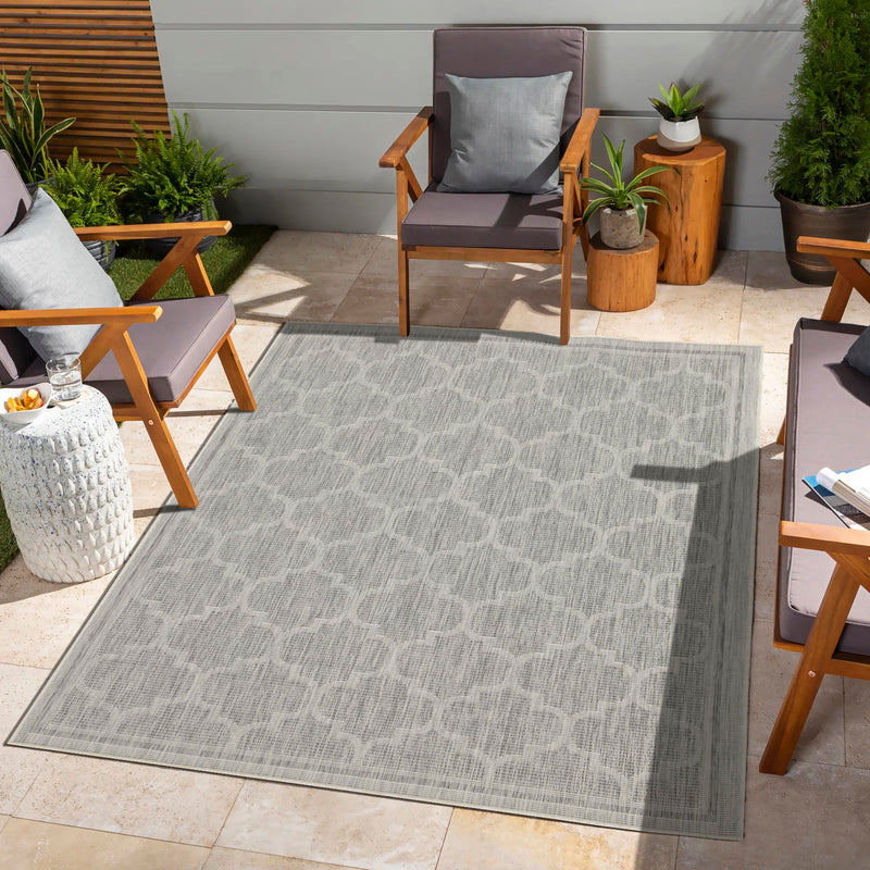 Sunshine - 5'3" X 7'3" Indoor & Outdoor Area Rug - Silver - R&R Furniture Gallery (Fountain Valley, CA)